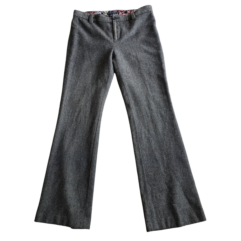 Banana Republic Grey Herringbone Wool Wide Leg Trousers Pants Size 8